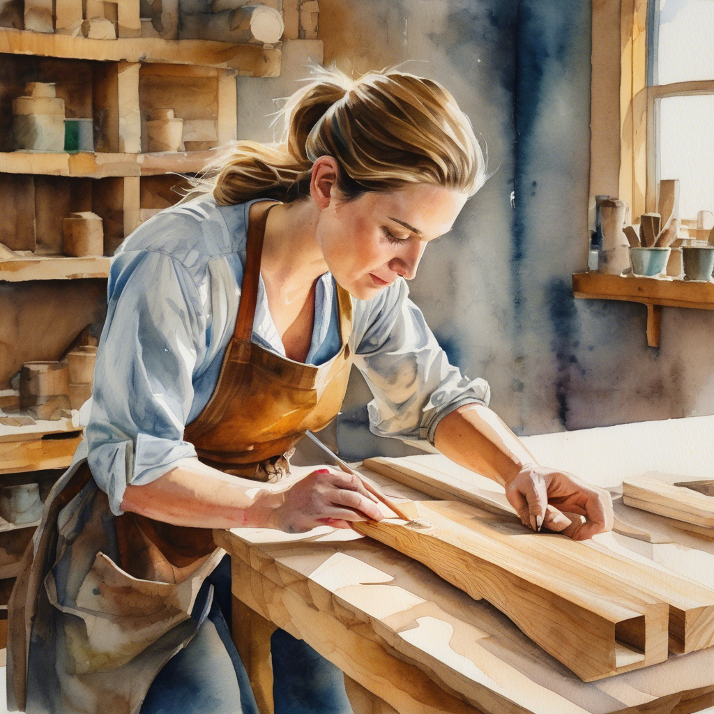 Watercolor illustration of a team examining the same cabinet from different angles