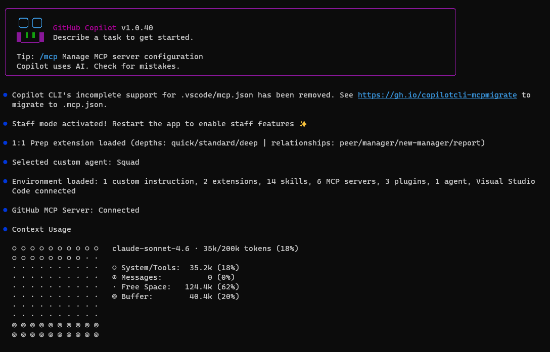 Fresh session after Azure disabled: context at 35K/200K (18%)
