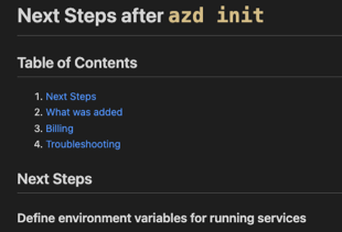 Screenshot of Visual Studio Code displaying next steps file